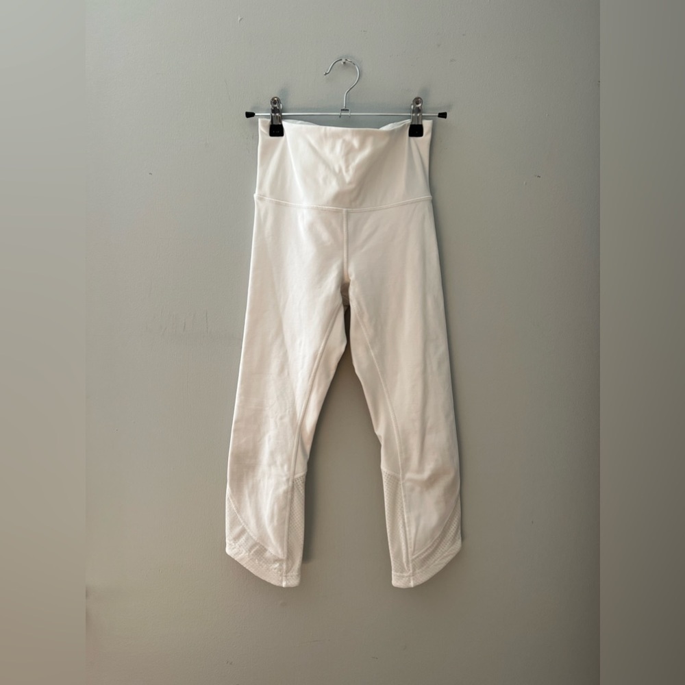 Lululemon White Mesh Panel High Rise Leggings Size 4